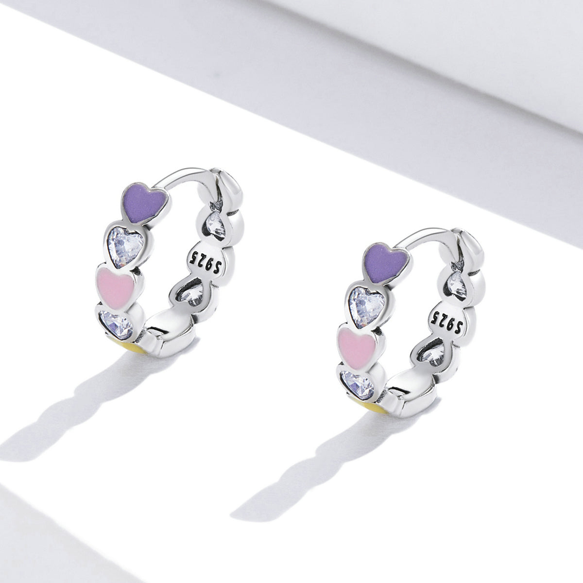 Rainbow Heart Hoop Earrings