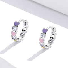 Rainbow Heart Hoop Earrings