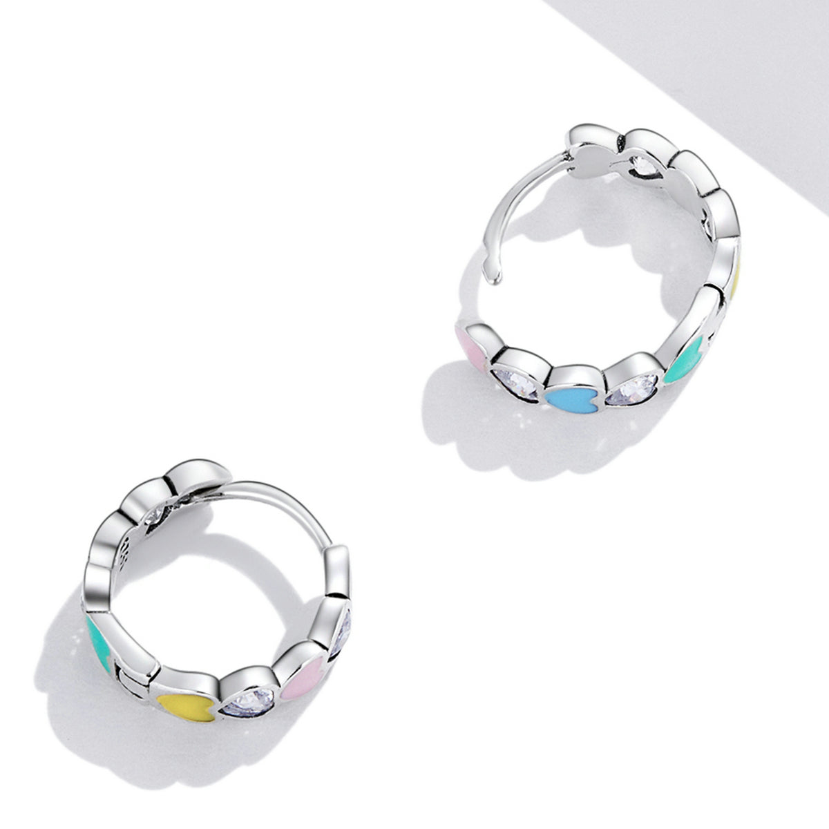 Rainbow Heart Hoop Earrings