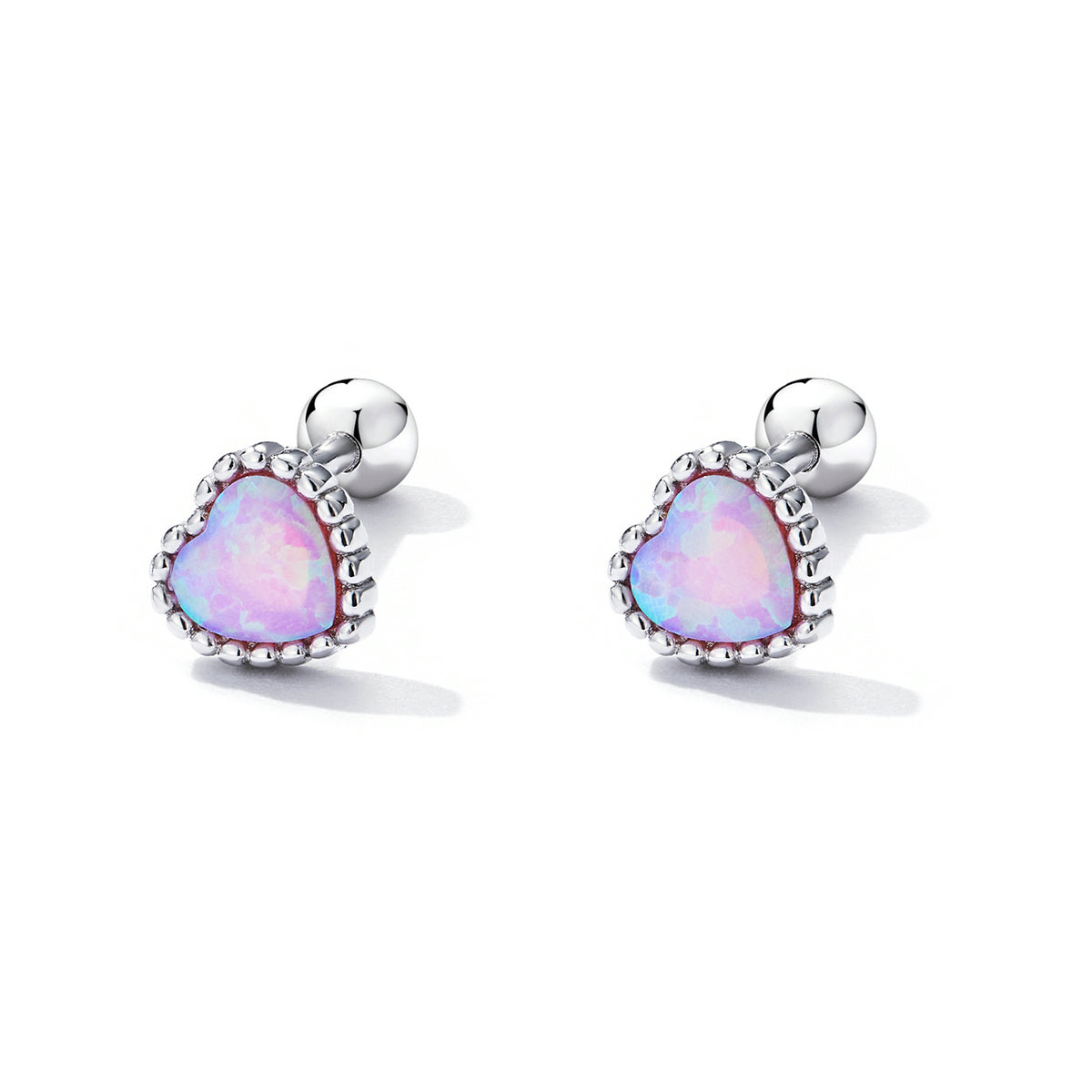 Opal Heart Stud Earrings