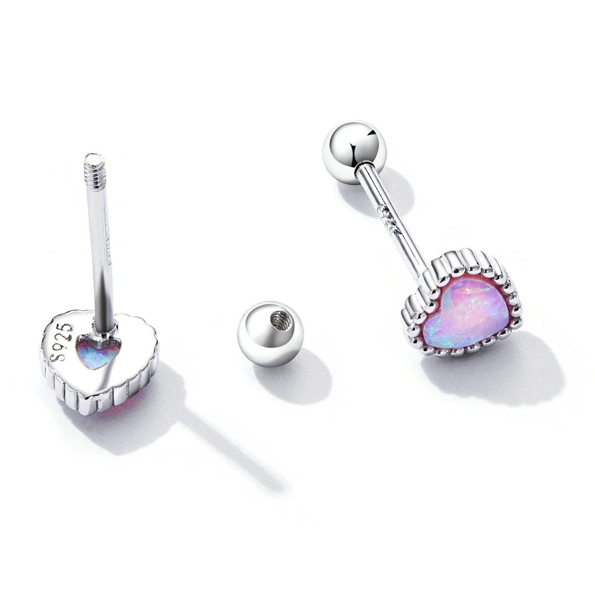 Opal Heart Stud Earrings