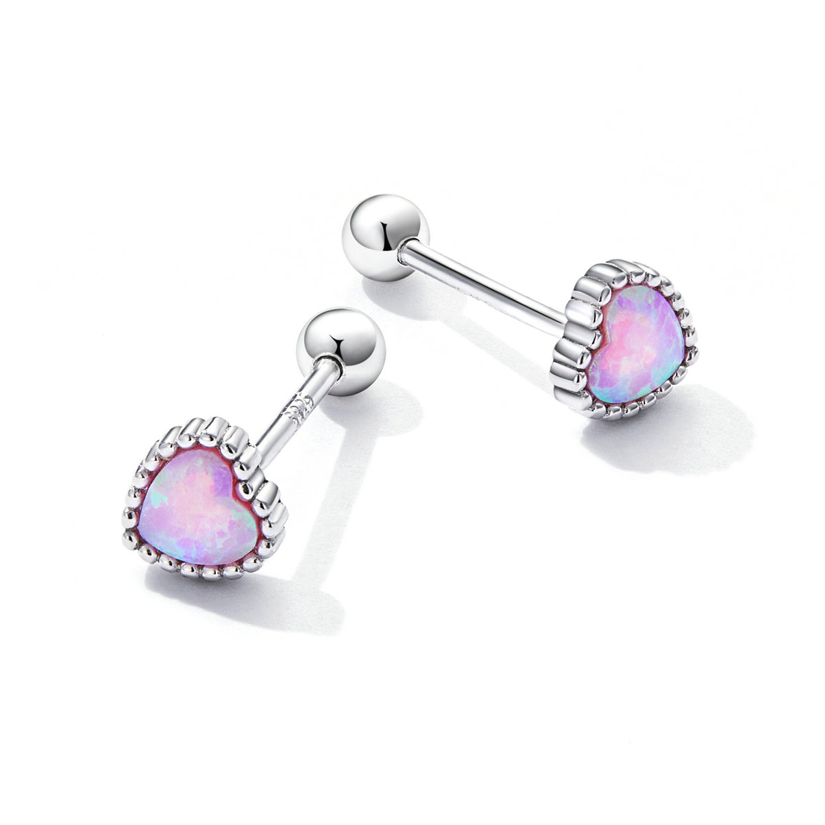 Opal Heart Stud Earrings