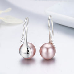 Pink Long Pearl Drop Earrings