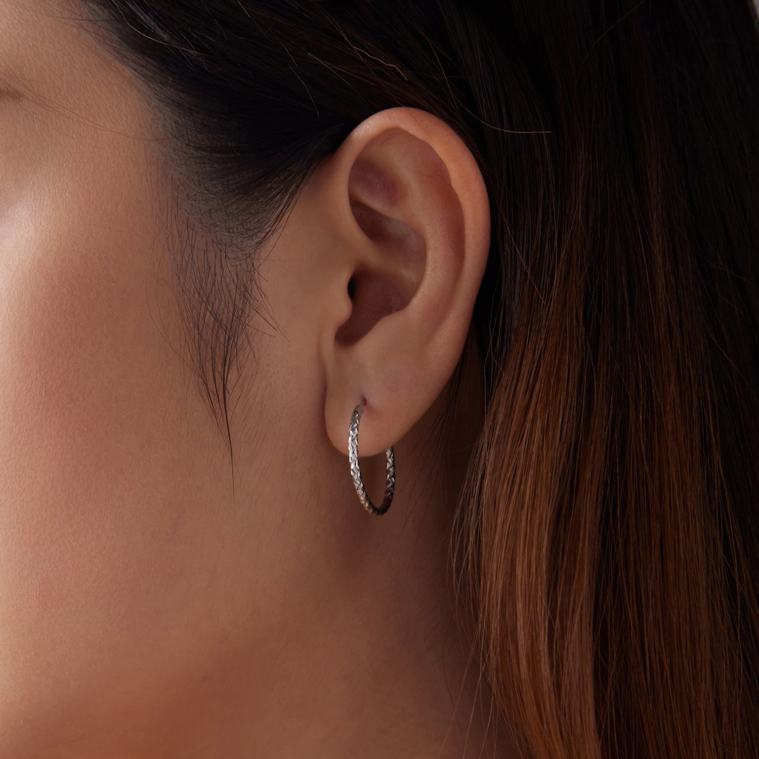 Carved Floral Hoop Earrings