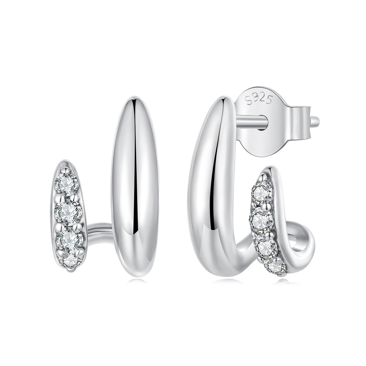 Geometric Double Layer CZ Stud Earrings