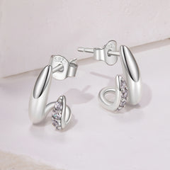 Geometric Double Layer CZ Stud Earrings