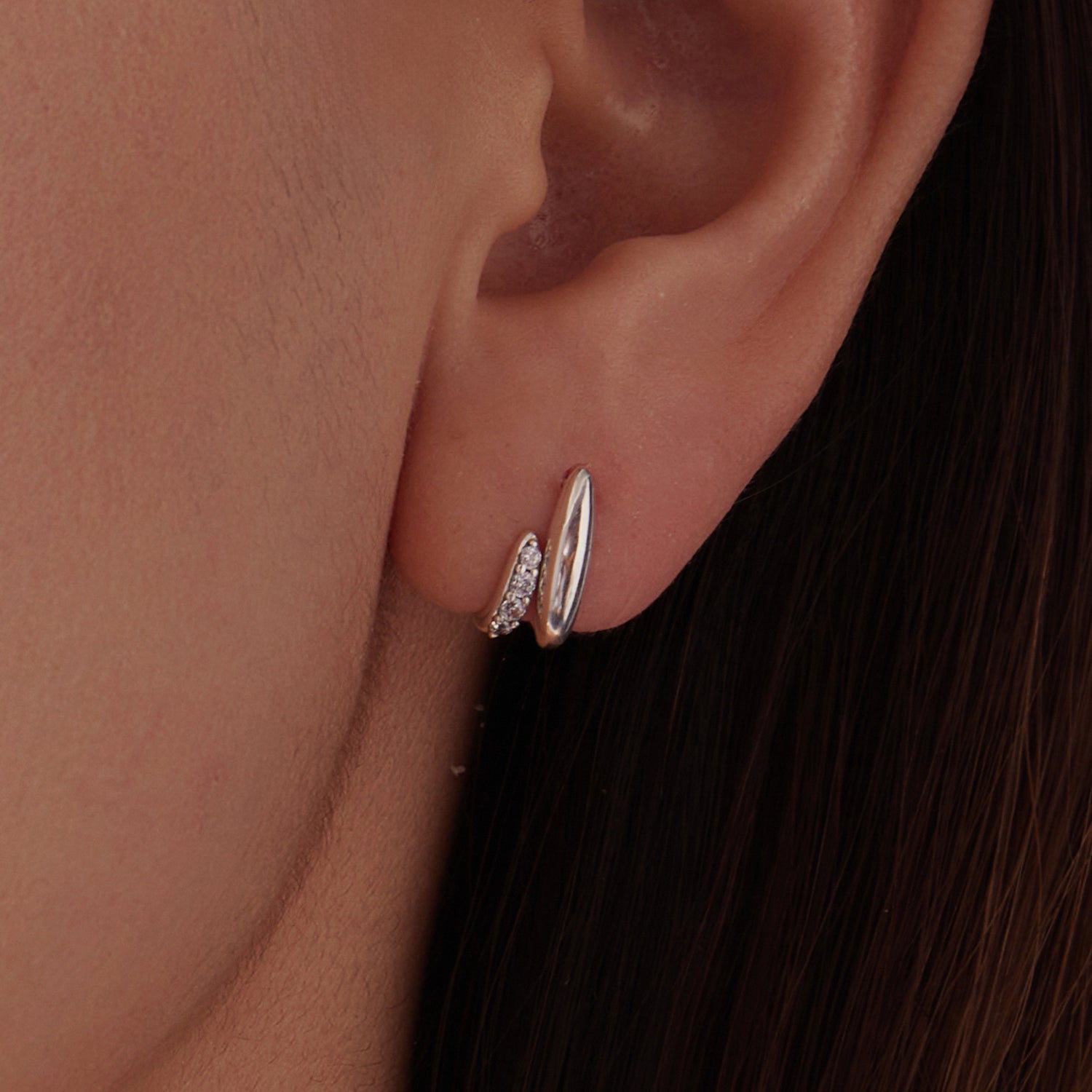 Geometric Double Layer CZ Stud Earrings