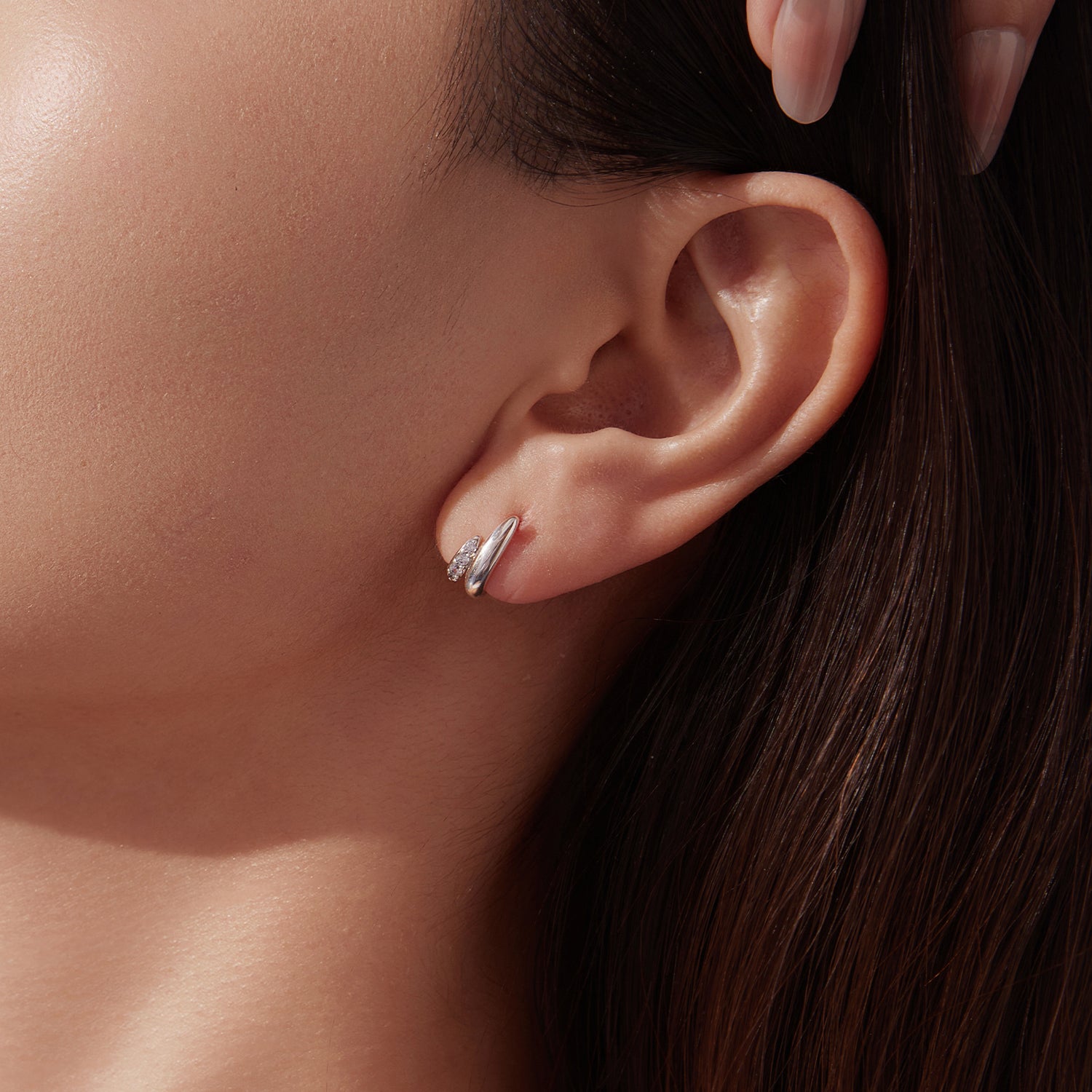 Geometric Double Layer CZ Stud Earrings