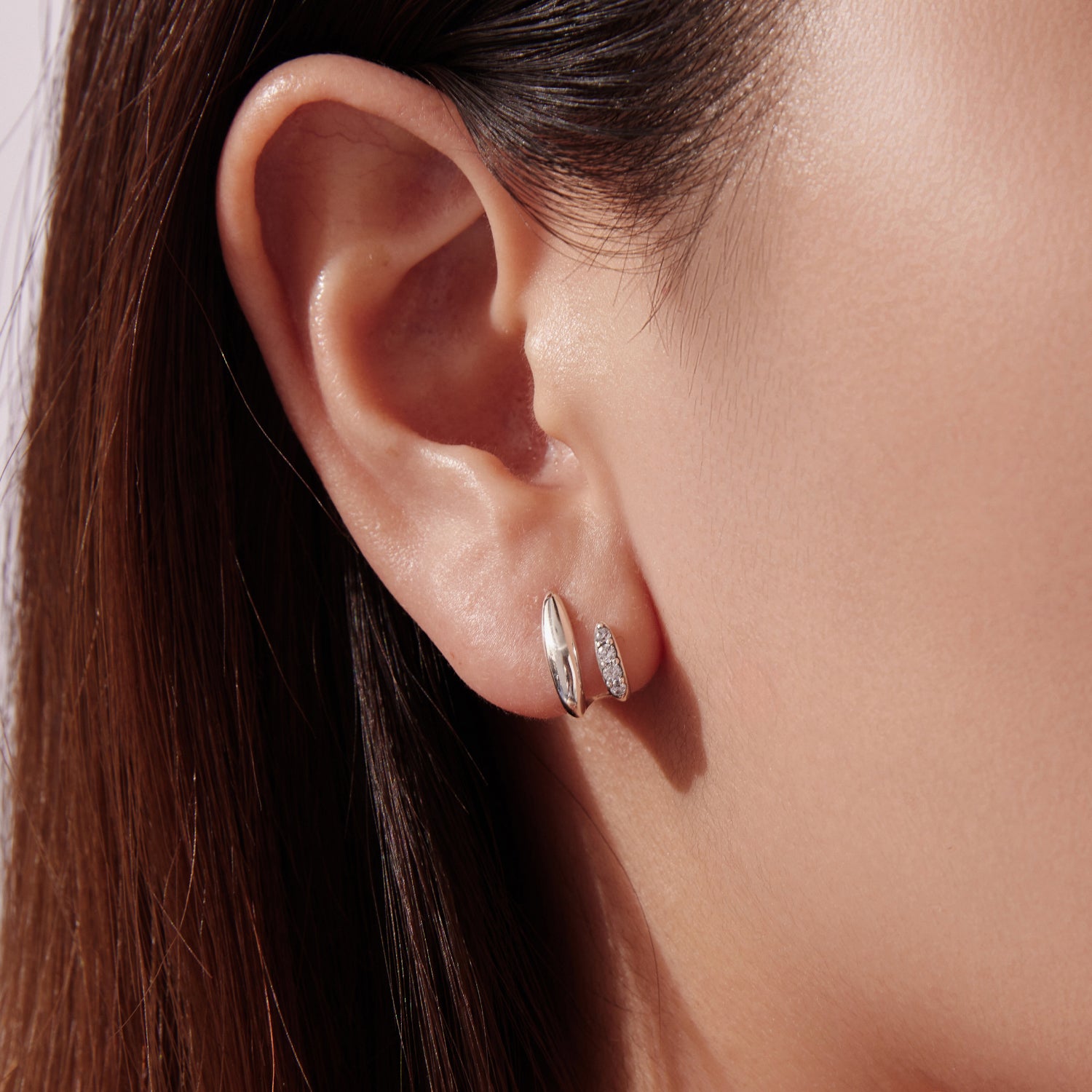 Geometric Double Layer CZ Stud Earrings