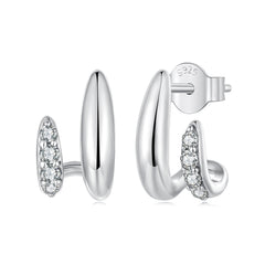 Geometric Double Layer CZ Stud Earrings