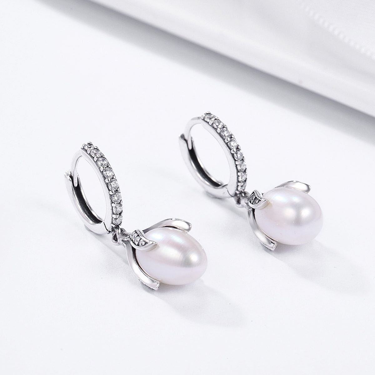 Glam Pearl & CZ Drop Earrings