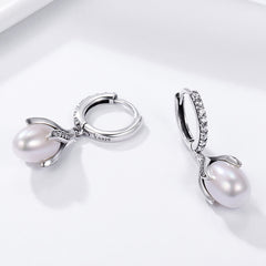 Glam Pearl & CZ Drop Earrings