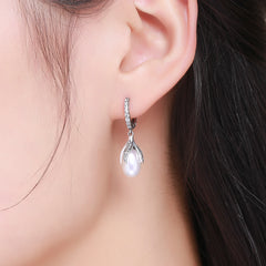 Glam Pearl & CZ Drop Earrings