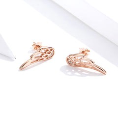 Rose Gold Angel Wing Stud Earrings