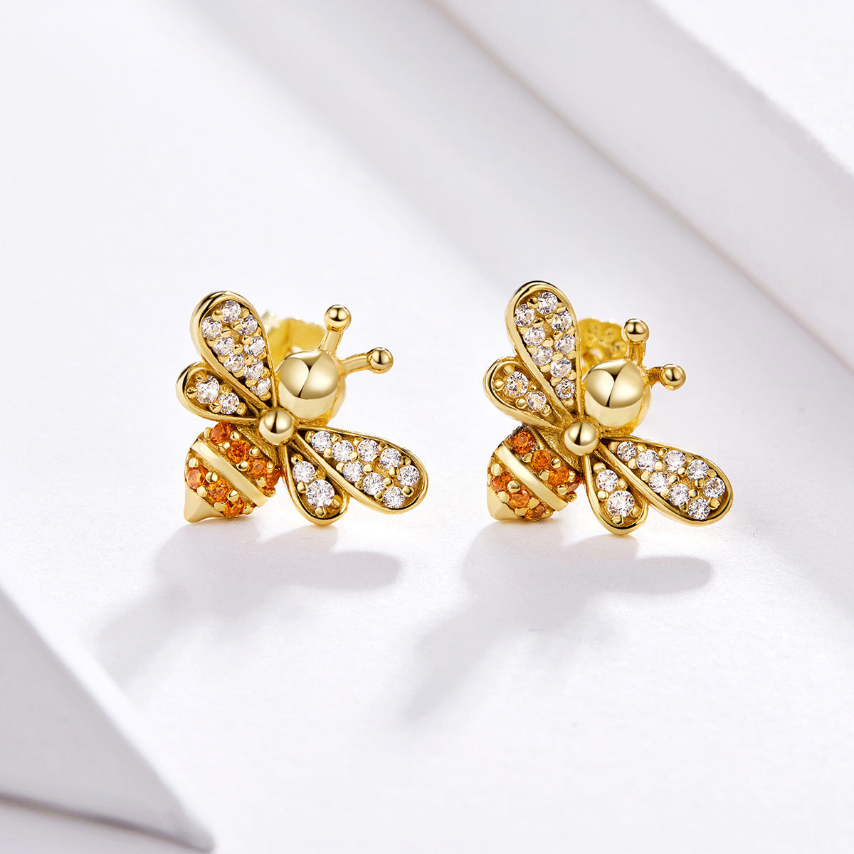 Gold Bee Stud Earrings