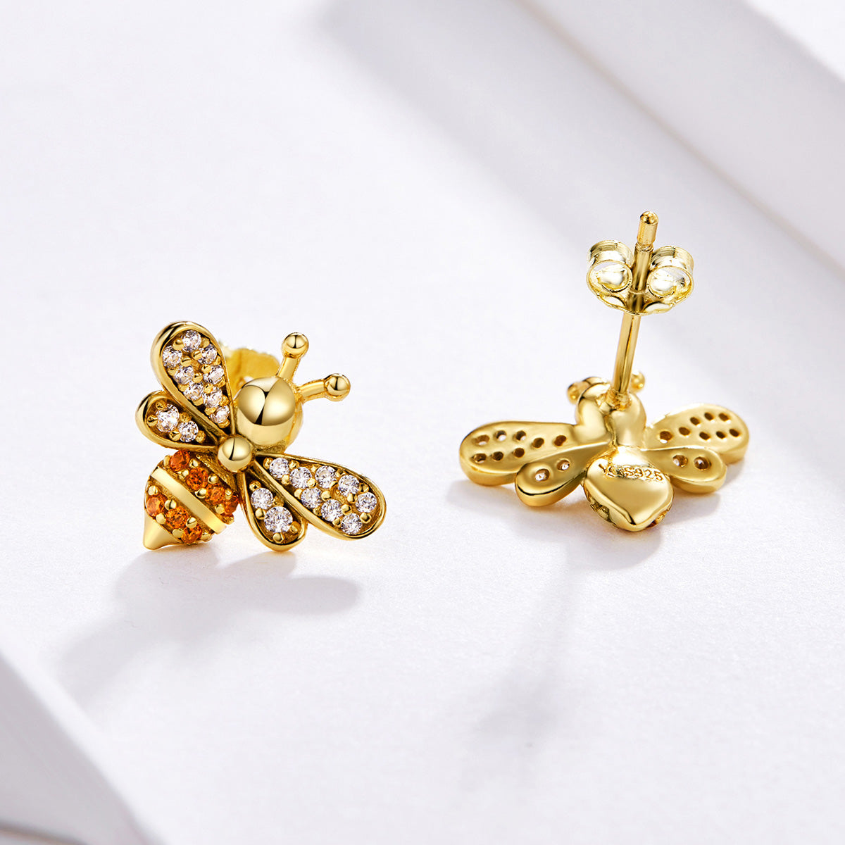 Gold Bee Stud Earrings