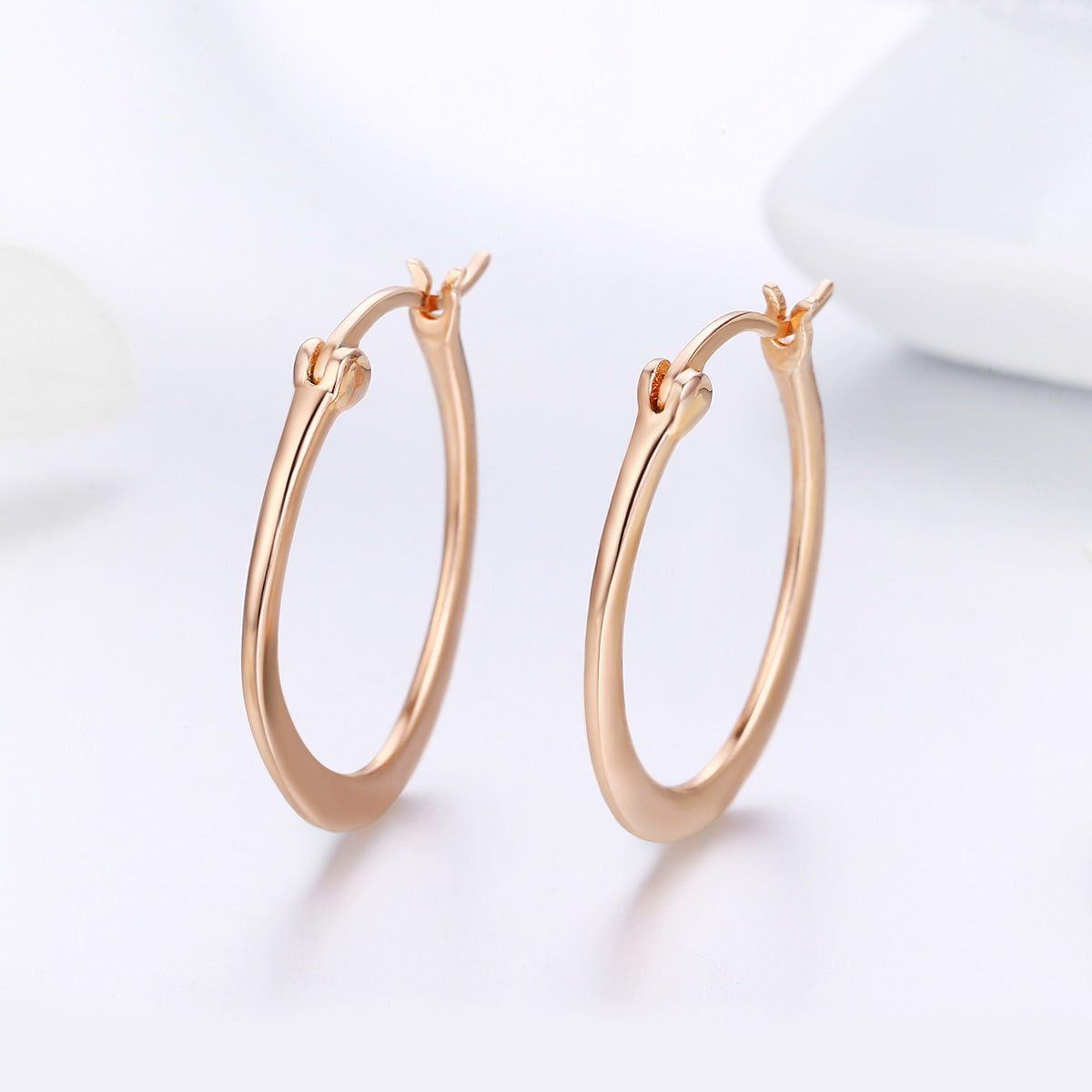 Simple Rose Gold Hoop Earrings