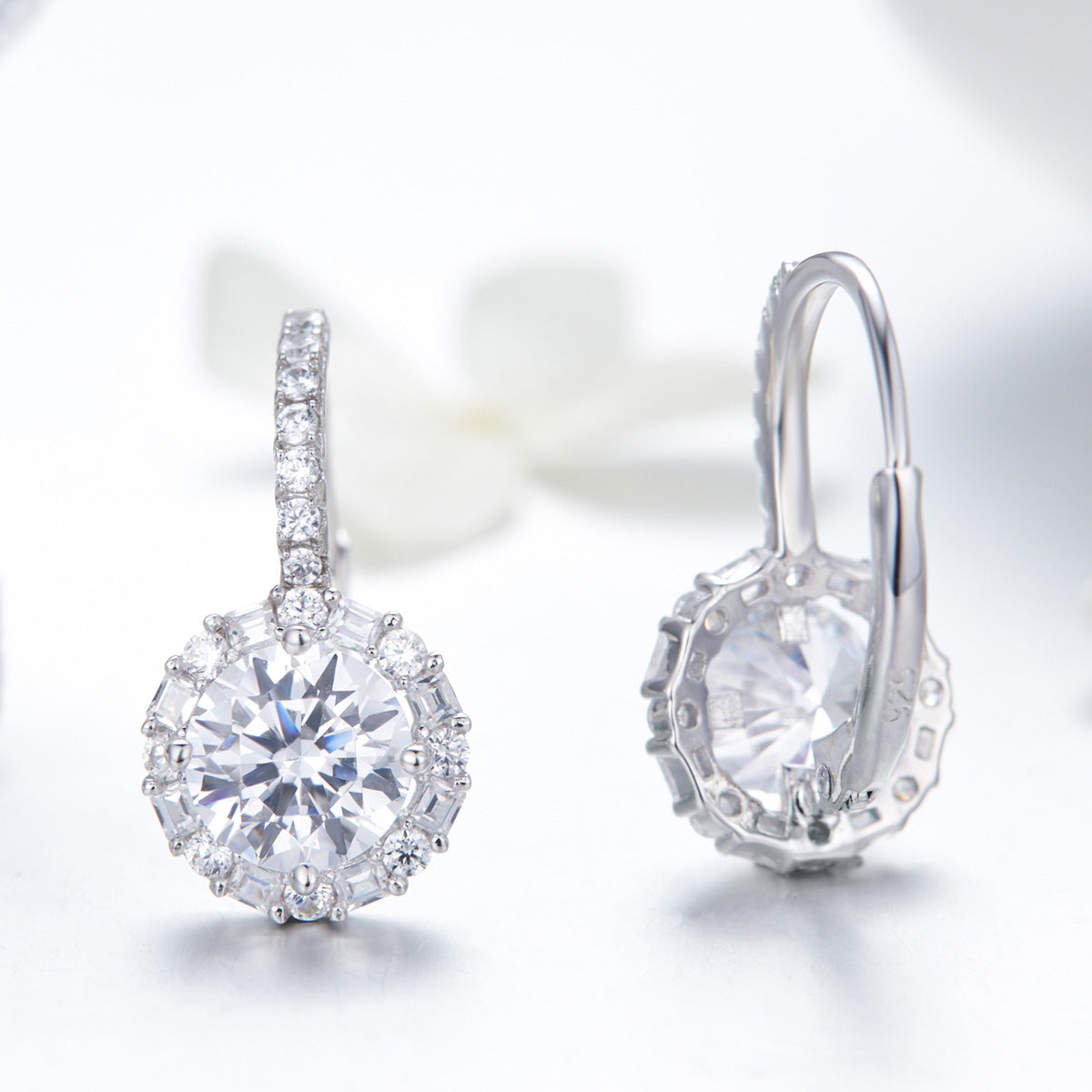 Circle CZ Drop Earrings