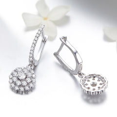 Flower CZ Drop Earrings