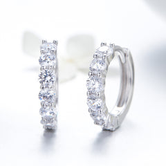 CZ Silver Hoop Earrings