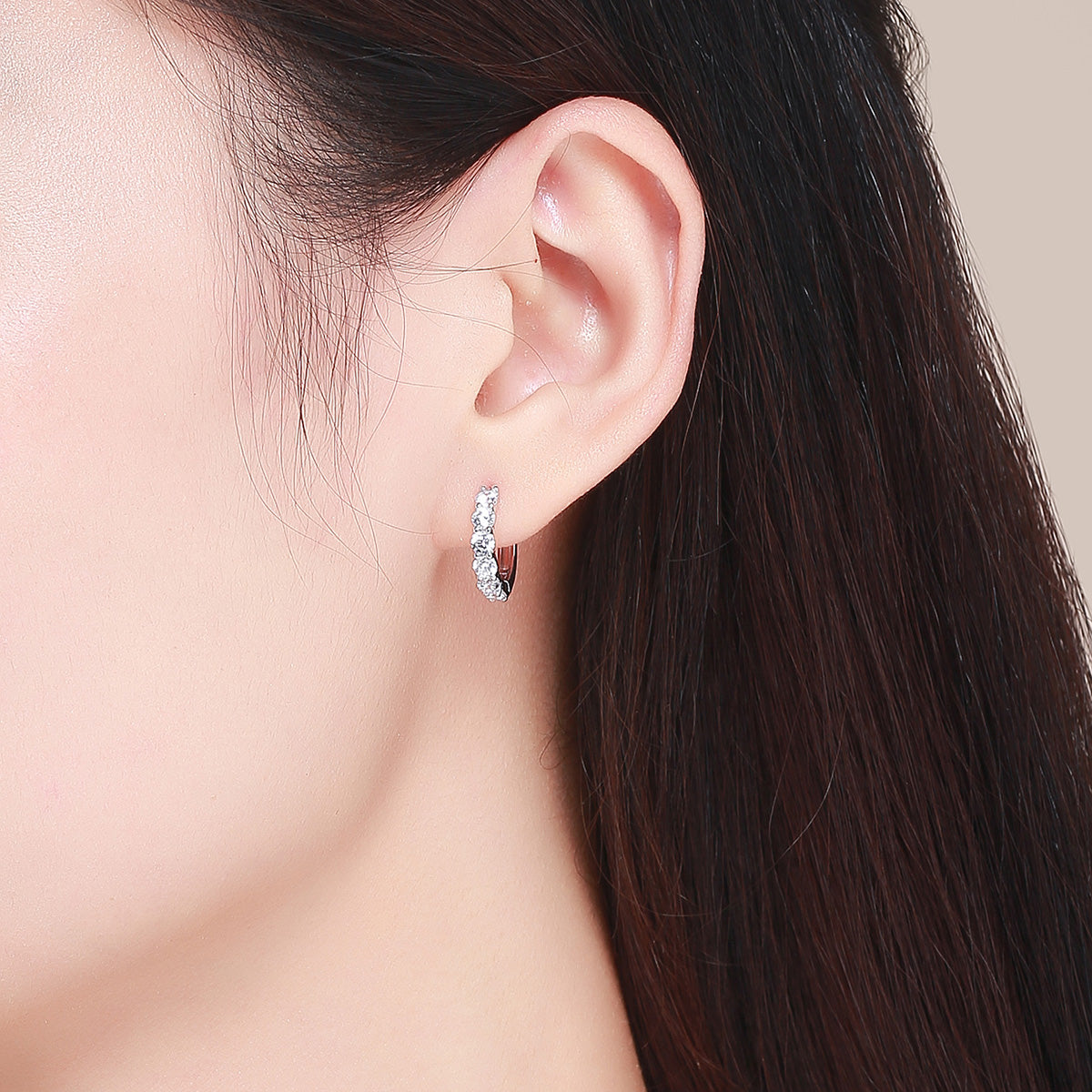 CZ Silver Hoop Earrings