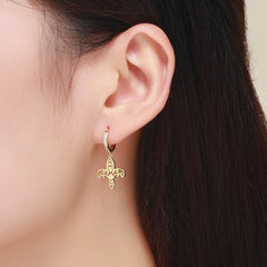 Gold Iris Dangly Earrings