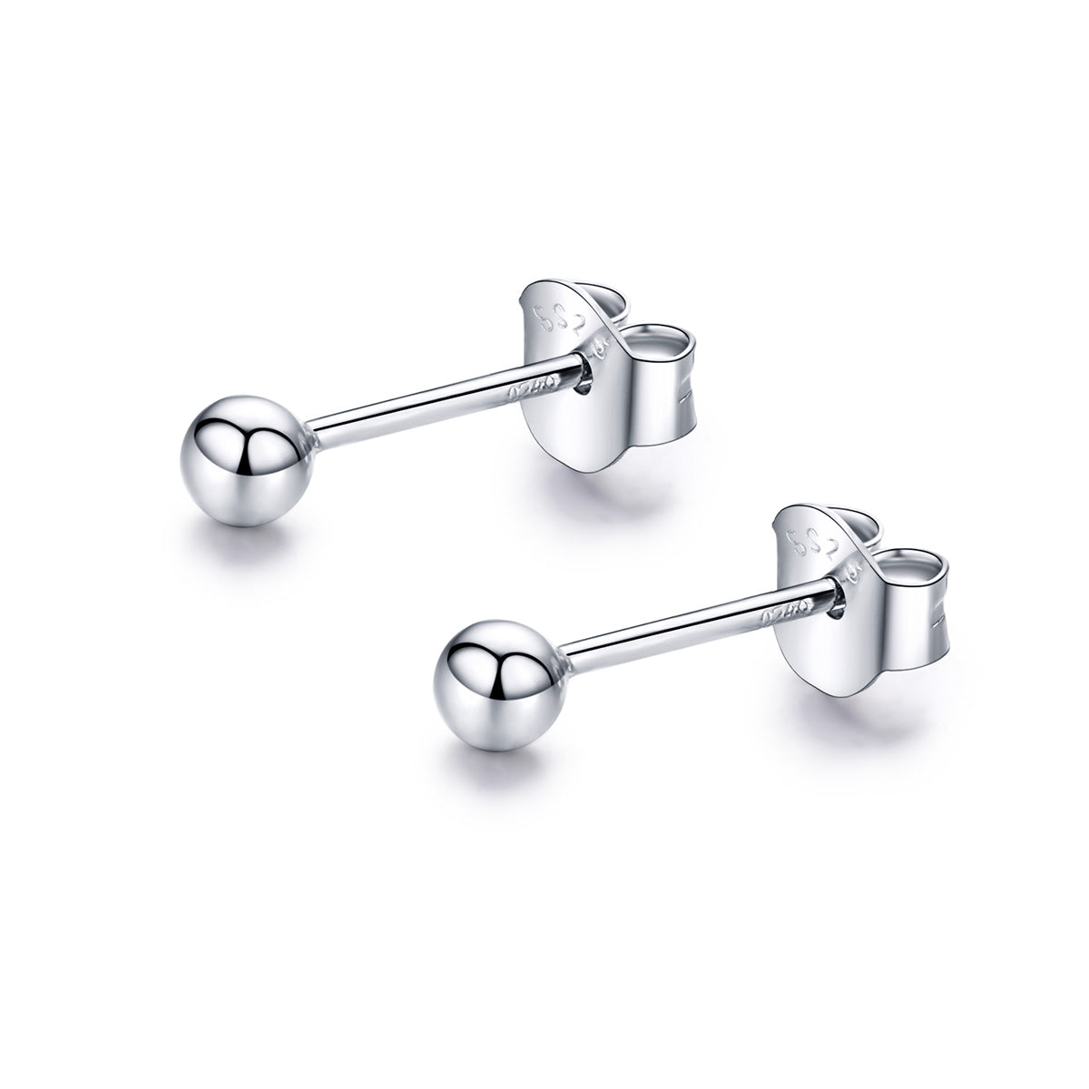 Plain Silver Ball Stud Earrings