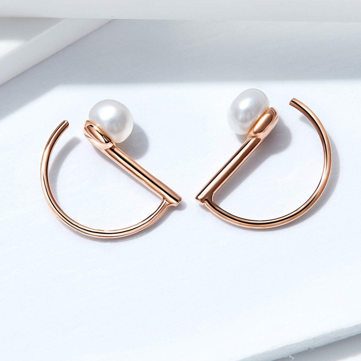 Rose Gold Pearl Drop Earrings