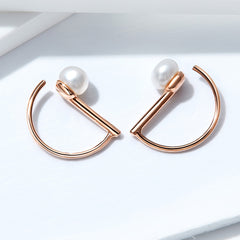 Rose Gold Pearl Drop Earrings