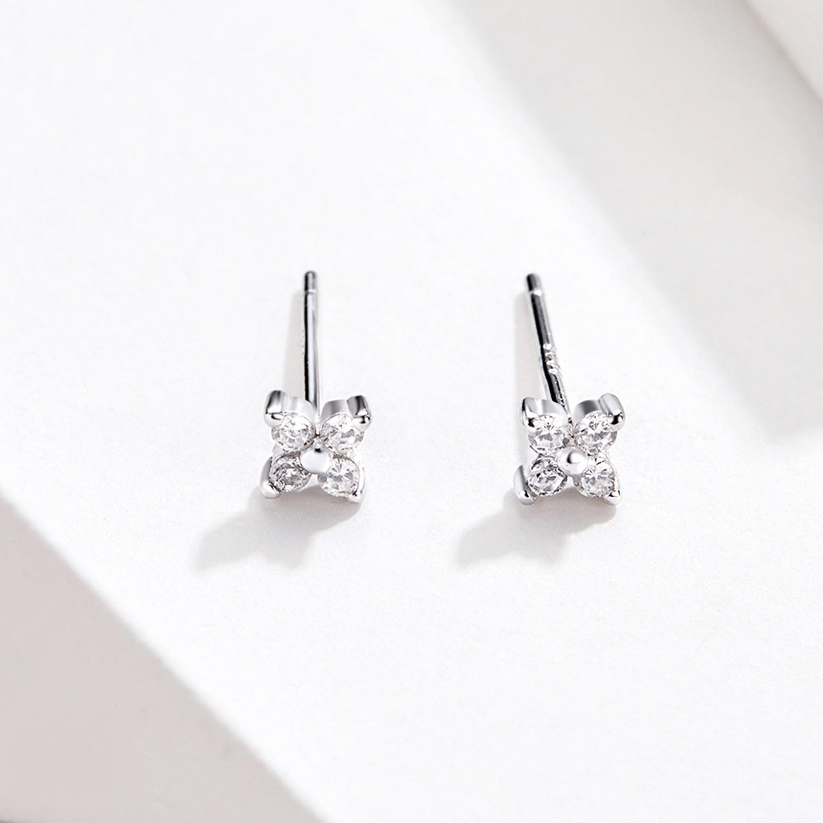 Silver CZ Cross Stud Earrings