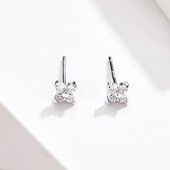 Silver CZ Cross Stud Earrings