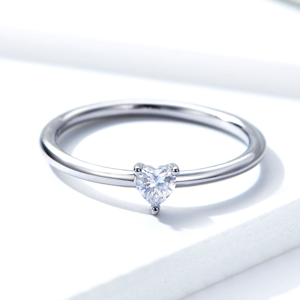 Silver Heart CZ Ring