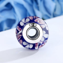 Purple Flowers Glass Bead