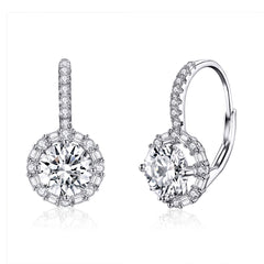 Circle CZ Drop Earrings