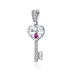 Key With Pink Gem Dangle Charm