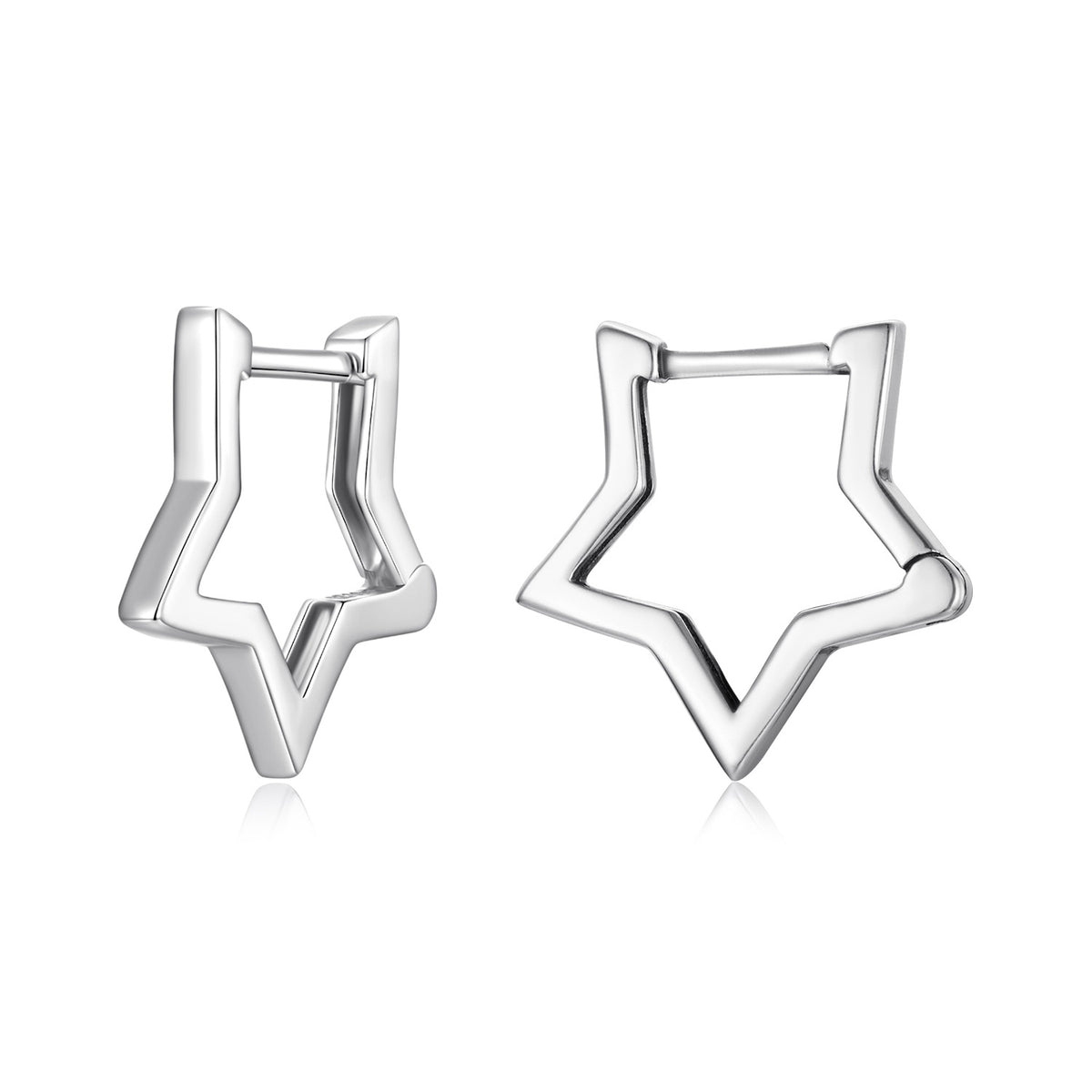 Silver Star Hoop Earrings