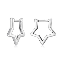 Silver Star Hoop Earrings