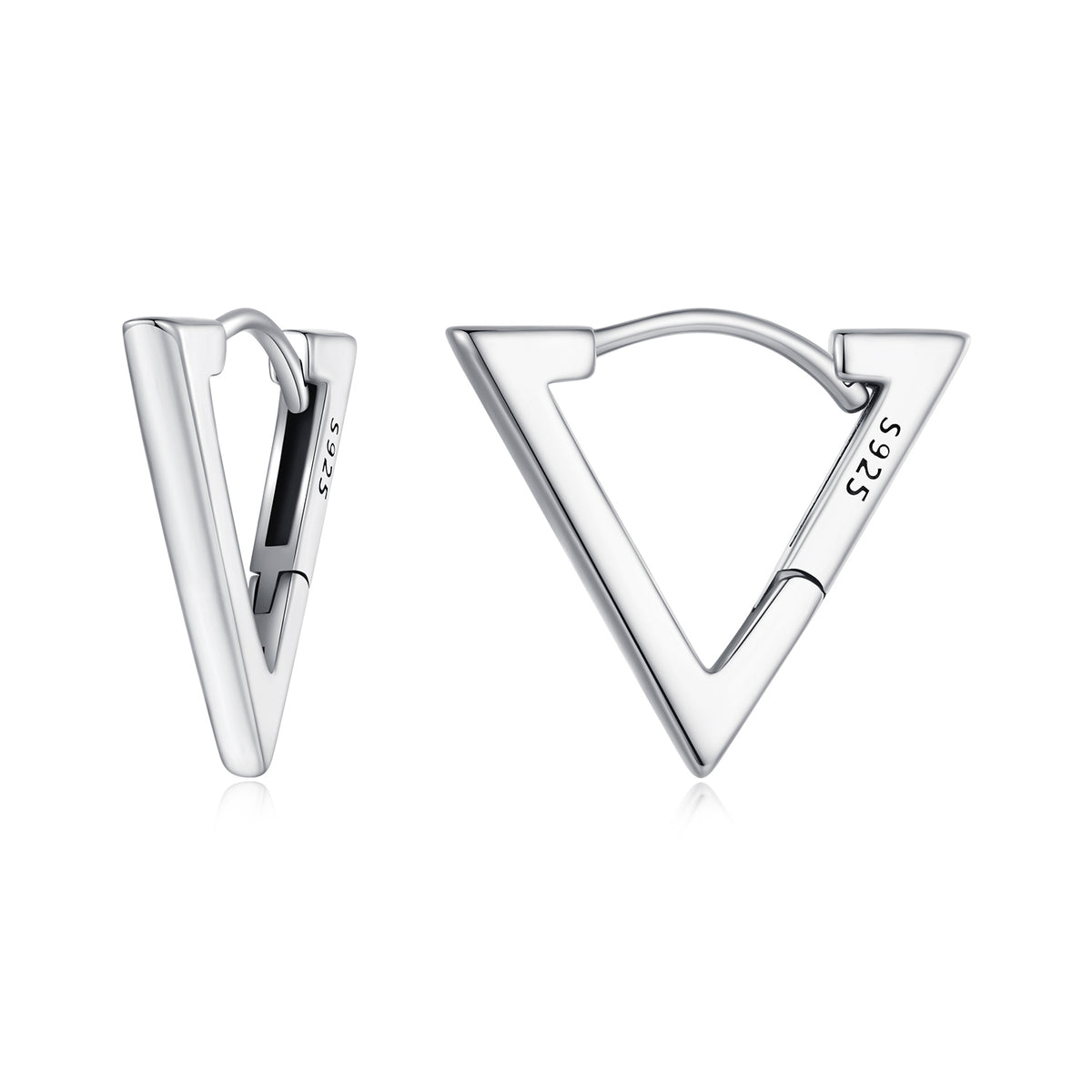 Silver Triangle Hoop Earrings