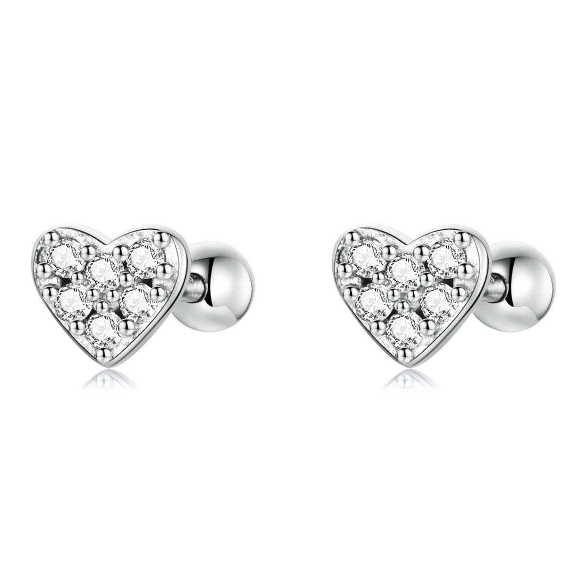 Petite CZ Heart Stud Earrings