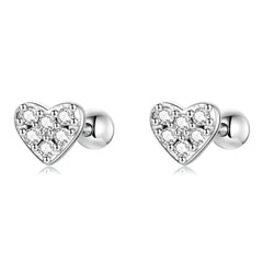 Petite CZ Heart Stud Earrings