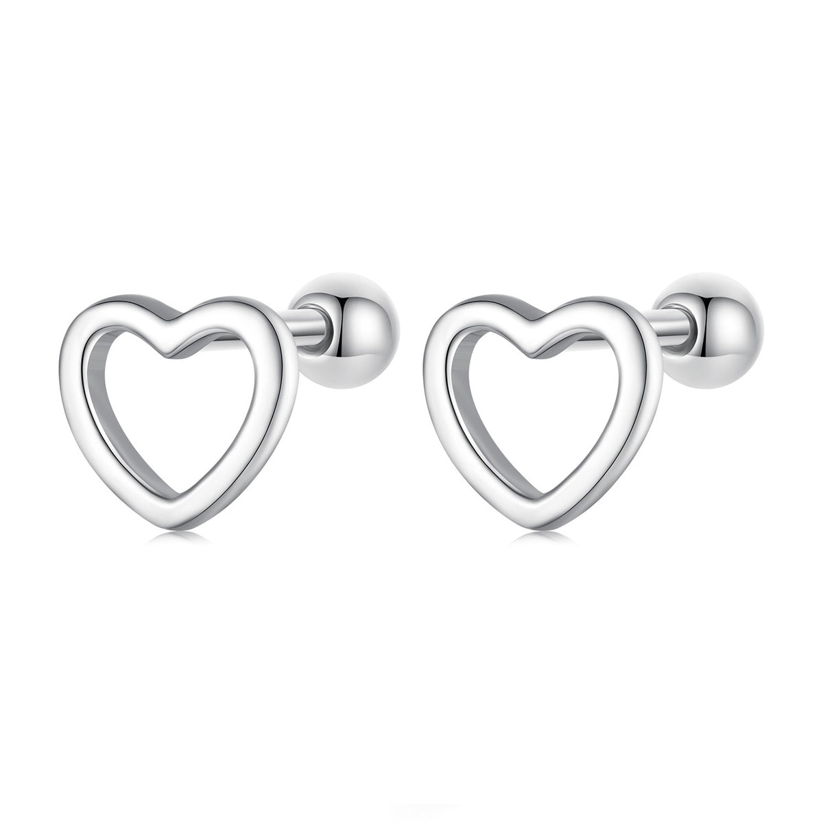 Simple Silver Heart Studs