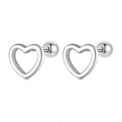 Simple Silver Heart Stud Earrings