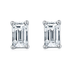 Emerald Cut Moissanite Stud Earrings