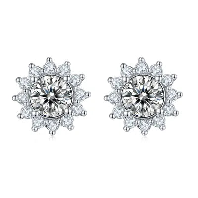 Sunflower Moissanite Stud Earrings