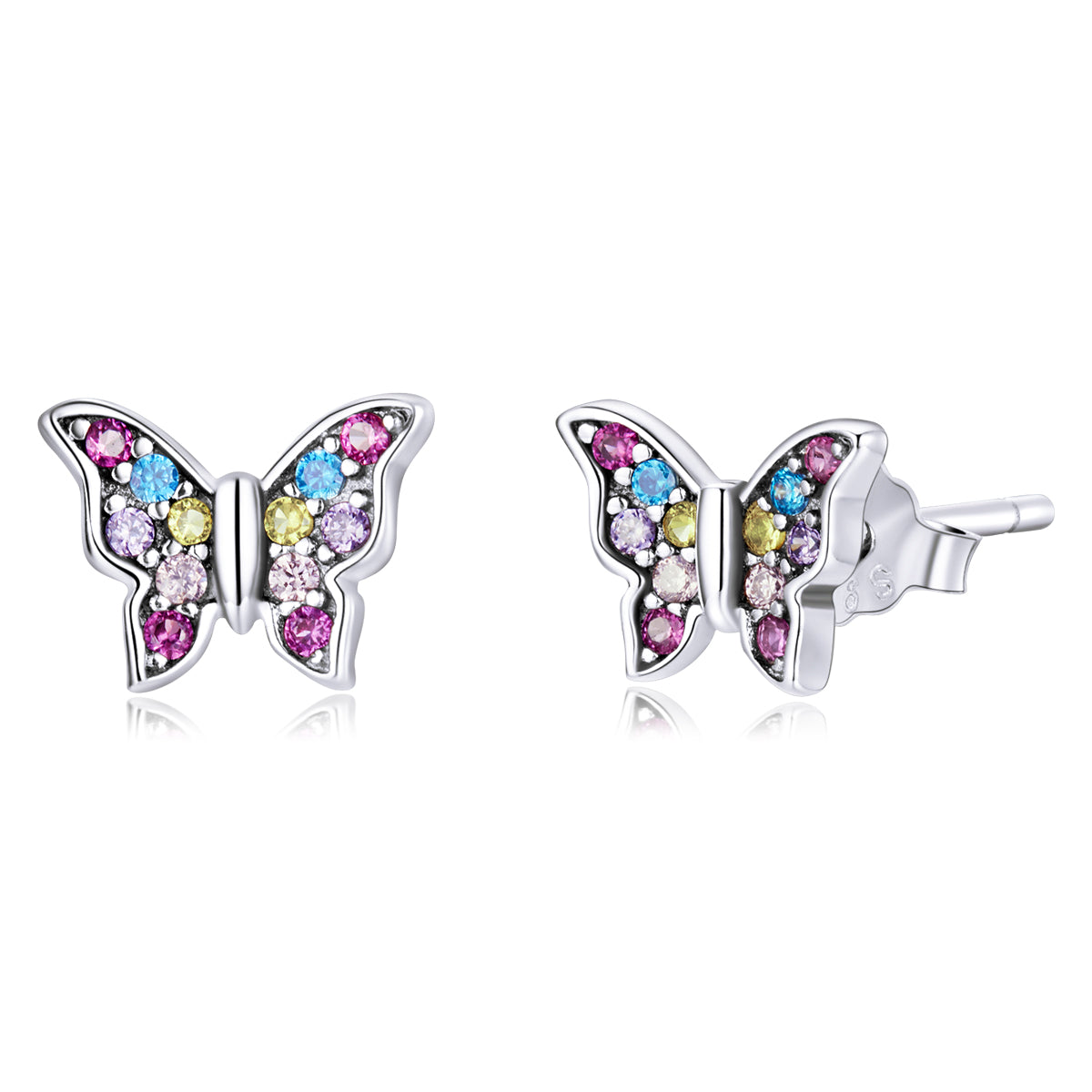 Rainbow Butterfly Stud Earrings