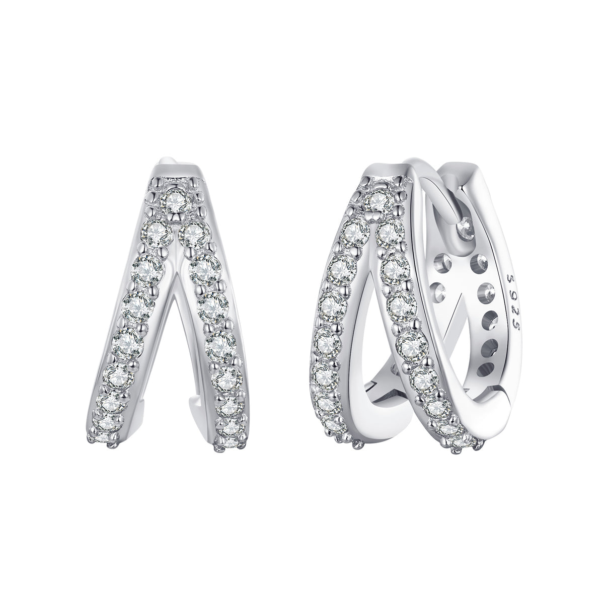 Glam Silver Double Hoop Earrings