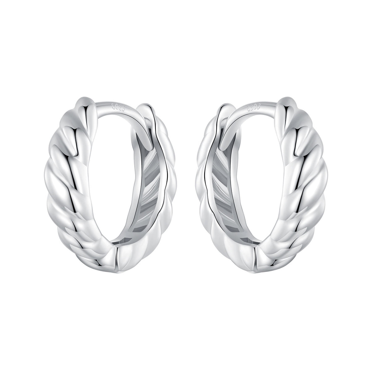 Twisted Silver Hoop Earrings