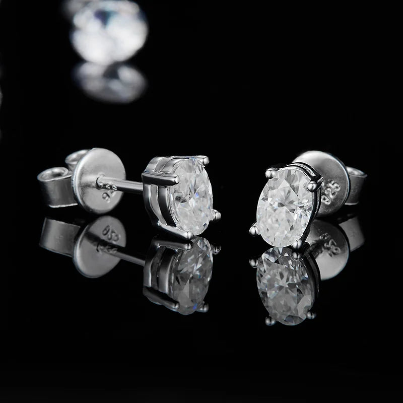 Oval Moissanite Stud Earrings